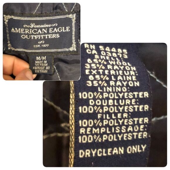 American Eagle Outfitters AEO Navy Blue Peacoat Quilted Lining Medium M - Picture 8 of 11